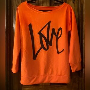 Vibrant Orange Kids Sweatshirt with Love Print